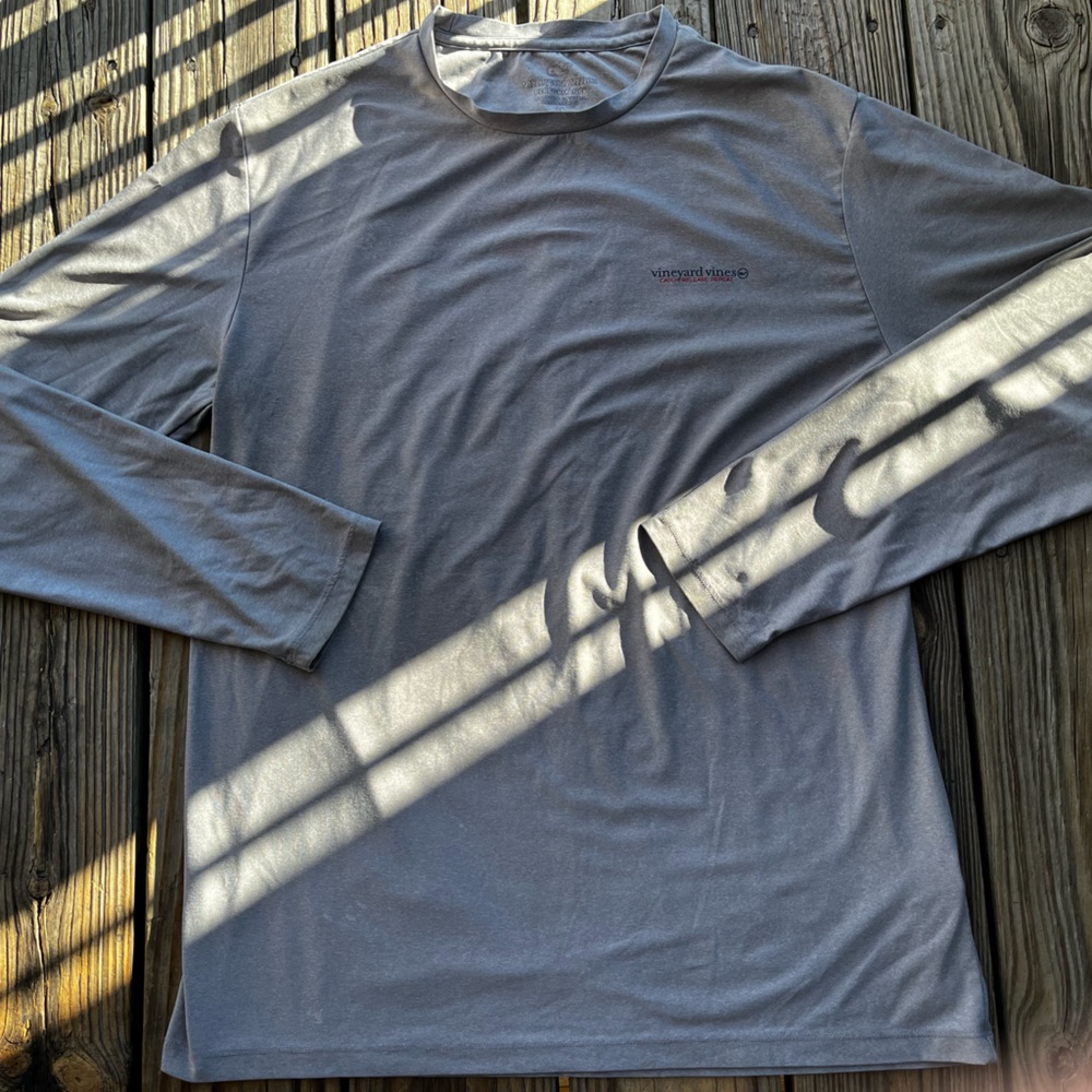 Vineyard Vines Long Sleeve Lightweight Polyester Grey Fishing Shirt Men's Size M